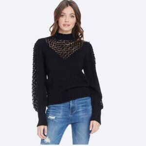 Saltwater luxe black turtleneck with back key hole cut out sweater size L